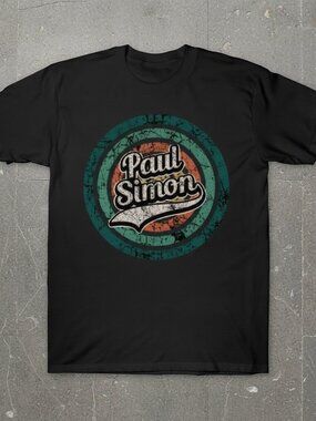 Paul Simon Vintage Style Graphic T-Shirt Black Retro Music Tee Unisex